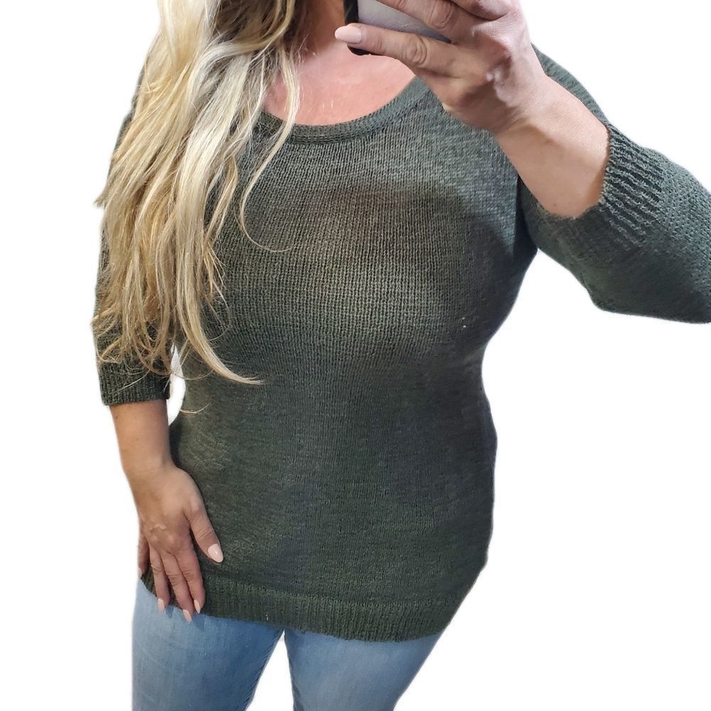 5x$25 WD.NY Cotton Knit Shirt Dress Long Sleeve olive Green Medium